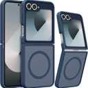 RALEAVO for Samsung Galaxy Z Flip 7 FE/Z Flip 6 Case Strong Magnetic Case [Compatible with Magsafe] Slim Shockproof Protective Phone Cover with Translucent Hard Back,Blue