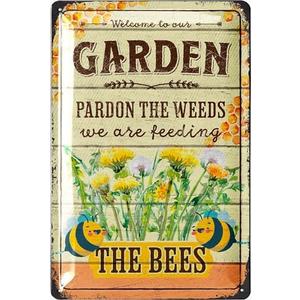LANOLU Vintage Tin Signs - BEES Farmhouse Metal Sign, Funny Outdoor Decorative Plaque for Porch Patio, 12x8, Set of 2 LANOLU Vintage Tin Signs - BEES Farmhouse Metal Sign, Funny Outdoor Decorative Plaque for Porch Patio, 12x8, Set of 2