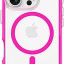 ORNARTO Air Case for iPhone 16 Pro Clear, Compatible with MagSafe, Military-Grade Drop Protection Cover with Built-in Air, Hot Pink