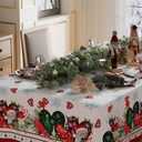 XCHI Love Heart Santa Claus Christmas Tablecloth Rectangle Winter Table Cloth Washable Table Covers for Indoor Dining Home Party Xmas Decorations 60x104 Inch