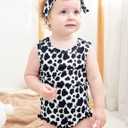 UNICOMIDEA 0-3 Months Baby Floral Romper Infant Playsuits Headband Jumpsuit Toddlers Outfits, 70