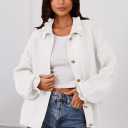 MEROKEETY Women's Fall 2026 Chunky Cardigan Sweaters Trendy Ruffle Button Down Long Sleeve Casual Knit Coat Winter Clothes (White, XL)