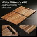 YSTKC Acacia Wood Cutting Board with Hand Grip 15" x 9.5" Inch, Wooden Reversible Chopping Board with Handle for Kitchen Meal Prep Serving, Chopping, Carving Meat, Fruits, Vegetables, Charcuterie