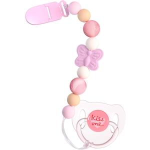Aori Pacifier Clips for Rebron Baby Dolls Silicone Holders Clips with Magnetic Pacifier -Pink