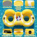 2-Person Inflatable River Tube, 600lbs Heavy Duty Tube for Floating | 600 lbs, Double River Tube, Backrest & 2 Cup Holders, Durable Grab Handles, Large Float for Pool & Lake, Comfortable Design, 90x51"