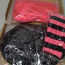 Janinka Halloween Witch Costume Set for Woman, Wig, Witch Hat, Socks (Black, Bright Pink)