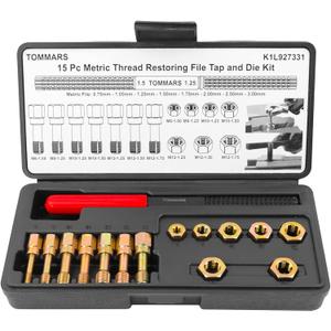 TOMMARS 15-Piece Metric Thread Chaser Set, M6 M8 M10 M12 Thread Restorer Tool Rethreading Repair Kit