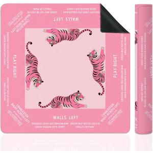 Hot Pink Tiger Mahjong Mat for Table, Funky Preppy Pink Aesthetic Tiger 31.5" x 31.5" Non-Slip & Noise Reduction Mahjong Mat for Poker Dominoes Cards & Board Games