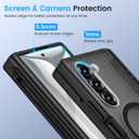Caka for Samsung Galaxy Z Fold 6 Case [Thinner S Pen Holder Slot] [Magnetic Charging] [Hinge Protection] [Built-in Screen Protector] Translucent Hard Shockproof Magnet Phone Cover for Zfold 6 - Black