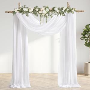 White Wedding Arch Draping Fabric 3 Panels 30'' x 20FT Sheer Chiffon Arch Drapery for Easter Bridal Shower Backdrop Outdoor Party Arches Church Ceremony Decoration