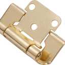 DecoBasics 1/2 Overlay (Brass Plated) Gold Cabinet Hinges (10 Pair - 20 Pack) - Semi Wrap Partial Wrap Overlay Kitchen Cabinet Hinges -Quick & Easy Installation