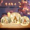 PHITRIC Christmas Decorations Indoor, 3 PCS Sparkling Christmas Gnomes Globes with LED Lights and Timer, Xmas Table Decor Centerpieces Crackle Glass Ball for Fireplace, Home, Tabletop, Mantel, Shelf
