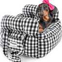 Dog Car Seat for Small Dogs, Portable Puppy Car Seat of Easy Installation, Fashionable Pet Carrier Bag with Large Pockets, Machine Washable Dog Booster Seat (Checkered Black)