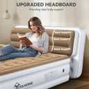 YITAHOME Queen Size Air Mattress with Pump and Banded Headboard, 18in Luxury Flocked Top Blow up Mattress, Durable Inflatable Mattress for Home & Guests, Brown AirBed
