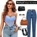 Avidlove Lace Tops for Women Sexy Crop Top Halter V Neck Cami Tank Y2K Camisoles 2025 Trendy (Blue, L)