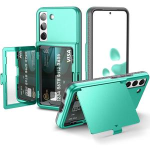 WeLoveCase for Samsung Galaxy S22 Wallet Case with Credit Card Holder & Hidden Mirror, All-Round Protection Shockproof Phone Cover Designed for Samsung Galaxy S22 5G, 6.1 inch Mint Green
