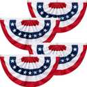 4 Packs American Bunting Flags Outdoor 3x6 ft, Heavy Duty Flag Buntings for Outside Use, Patriotic Bunting Banner US Pleated for 4th of July 250th Anniversary
