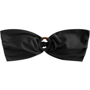 ZAFUL Women's Bandeau Bikini Top Strapless Swimsuit Top O Ring Tie Back Bathing Suit Tops Tube Top (Large, 1-black)