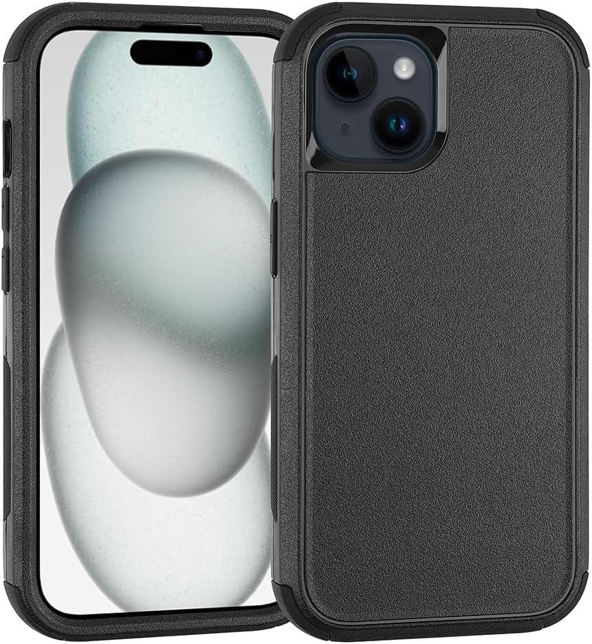 Phone Case for iPhone 15 Plus, 3 in 1 Heavy Duty Drop Protection Shockproof Military Protective Tough Durable Cover Case for iPhone 15 Plus 6.7 inch (Black)