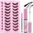 Natural Eyelash Clusters Kit Wispy 10 Pairs Waterproof Lash Glue Strip Lash Multipack Individual Nature Look Cluster Lashes Kit (10 Pairs-XH42 kit)