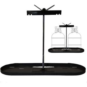 RV Dual Propane Tank Cylinder Rack for Camper and Travel Trailer for 20lb Tanks, All Parts Black for Bottom Tray, Vertical Bar, Securing LP Wing Nut, and Connecting Bar-All Parts Black