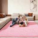 8x10 Area Rugs for Living Room, Large Fluffy Pink Rugs for Bedroom, Fuzzy Shag Soft Non-Slip Carpet for Kids Girls and Boys Nursery Dorm Indoor Room Home Decor (8ft X 10ft, Pink)