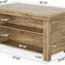 LITTLE TREE 55 Inches Kitchen Island with Storage, 3-Tier Farmhouse Wooden Stationary Island Table with Large Worktop & Leg Room, Modern Coffee Bar Table with Storage Shelf for Kitchen, Oak, 55.12 inches x 31.49 inches x 35.43 inches