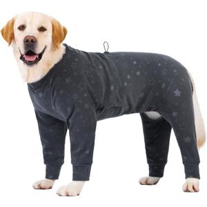 Dog Coats Autumn Winter Jumpsuit for Large Medium Dogs, Warmer Recovery Suit Polar Fleece Dog Bodysuit Lightweight Pajamas Pullover Stretchy Onesie Four-Legged Cold Weather Clothes(XL, Grey)