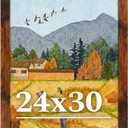 24x30 Picture Frame for Wall Display, 24x30 Brown Picture Frame with Shatter Resistant Plexiglass, Stable and Sturdy 24 x 30 Poster Frame for Wall Display, Handpicked Gift Collection, 1 Pack