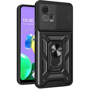 Compatible with Motorola Moto G72 4G Bracket Shell,with Slide Camera Lens Cover Compatible with Motorola Moto G72 2022 XT2255-1 XT2255-2 XT2255-3 Case Black