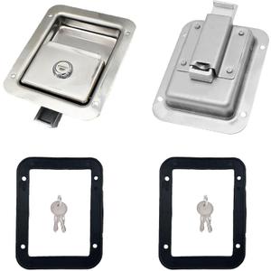 2 Pack Stainless Door Lock Heavy Duty Flush Mount Handle Latch for Trailer Toolbox RV Handle Latch with Gasket Keys