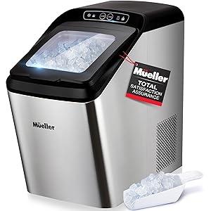 Mueller Countertop Nugget Ice Maker - Quiet, Heavy-Duty Ice Machine, 30 lbs Daily, 3 QT Tank, Compact & Portable, Includes Basket - Self-Cleaning Feature