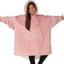 THE COMFY Original Jr | Oversized Sherpa Fleece Wearable Blanket for Kids with Hood & Pocket | Seen on Shark Tank (Blush)