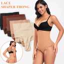 Werena Tummy Control Thong Shapewear for Women High Waisted Body Shaper Panties Shaping Thong Girdle Underwear (Beige, S)