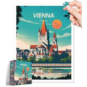 Plastic Jigsaw Puzzles for Adults 1200 Pieces Studio Inception - World Travel - Vienna Most Satisfying Table Games and Gifts No Puzzle Mat Required [H3503]