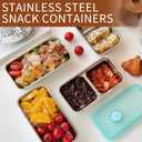 Stainless Steel Snack Containers, 2 Compartment lunch box with Lids, Reusable Food Storage Containers with Lids for Travel, Outdoor, Camping (2pcs)