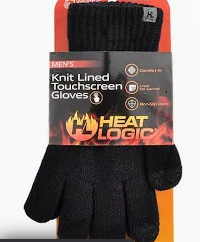 Heat Logic Women Winter Knitted Gloves| Soft, Warm & Touchscreen Compatible for Cold Weather, Outdoor and Indoor Activities (Black - Thermal Knit)