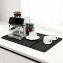 Silicone Coffee Mat 24" x 16", Heat Resistant Non Slip Leak Proof with Concave Convex Design & Detachable Drying Layer, Coffee Bar Mat for Espresso Machine, Coffee Maker Countertops (Black)