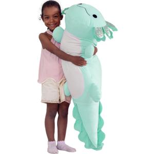 Large Axolotl Plush Toy, 39" Giant Mint Axolotl Stuffed Animal Plush, Big Huggable Toys Gift for Girls Kids, Long Squishy Pillow for Holiday Birthday Christmas