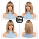 12 Inch Ombre Ash Blonde Human Hair Wig, Bob Wig Human Hair, Human Hair Wig With Bangs, Real Hair Wigs For Women, real human hair wigs