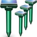 Apello Solar Mole Gopher Repellent Chipmunk Repeller Outdoor Vole Deterrent Spike Stakes Get Rid of Mole from Your Lawn Garden Yard-Green