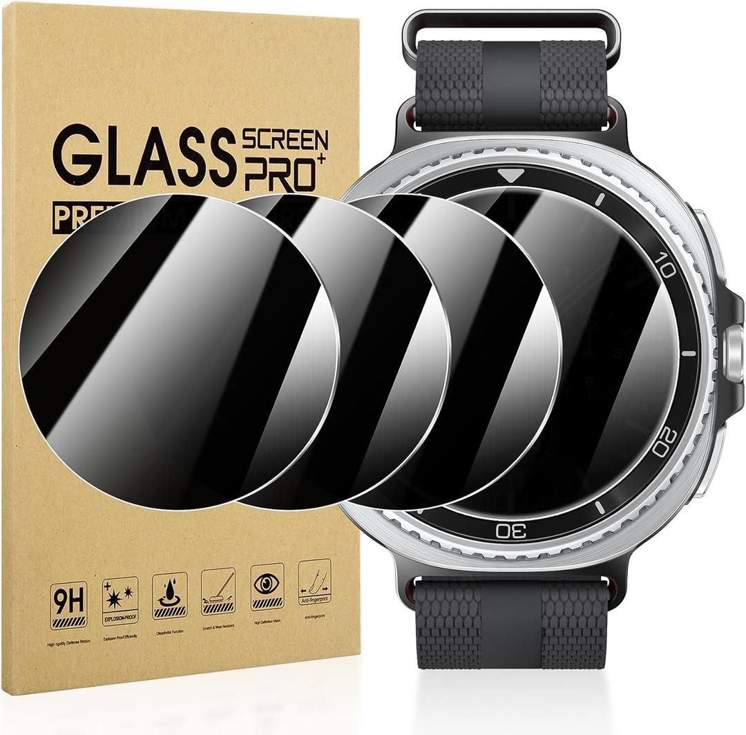 Suoman 4-Pack for Samsung Galaxy Watch 8 Classic 46mm Tempered Glass Privacy Screen Protector,[Anti peeping] 9H Hardness protective film