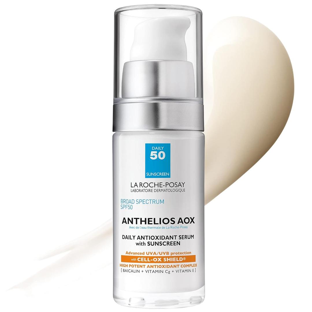 La Roche-Posay Anthelios AOX Daily Antioxidant Serum with SPF, Face Moisturizer with Sunscreen and Vitamin C & E, Oil Free Face Sunscreen for Sensitive Skin, Moisturizing Sun Protection, BBD 09/03/2027