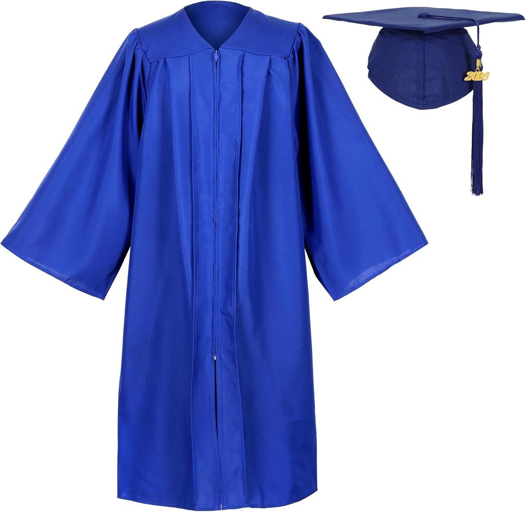 Unisex Matte Graduation Gown and Cap Set with Tassel for Middle High School Bachelor 48