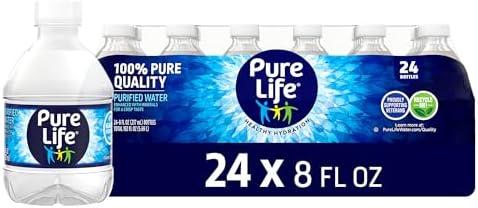 Pure Life Purified Water Bottles, 24 Pack - Still Bottled Water Enhanced with Minerals for a Crisp Taste, Plastic Bottles - 8 Fl Oz