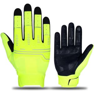 INBIKE Mountain Bike Gloves Unisex Cycling Gloves Long Finger Cycling Gloves with Anti-Slip Shock-Absorbing Pad (Large, green)