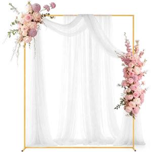 5FT x 6.6FT Square Wedding Arch Frame Gold Metal Backdrop Stand for Ceremony Bridal Baby Shower Party Birthday Anniversary Outdoor Decoration Photo Booth Background Arbor