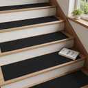PADOOR Stair-Treads Non Slip 15PCS, Stair Treads for Wooden Steps Rubber Backing Indoor, Carpet Stair Treads Residue Free, Stair Runner Durable Stair-Carpet Treads for Kids and Dogs 8"x30" Black
