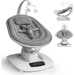 AMKE Luxury Electric Baby Swing Rocker for Infants, 5 Soothing Motions & Speeds, 3-Position Recline, Stable Dual-Motor Sway Rocking Chair for Baby Boy Girl Shower Gifts, Newborn Essentials for Parents