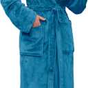 PAVILIA Womens Robe Fleece Plush Soft, Fluffy Fuzzy Cozy Warm Bathrobe, Shower Spa House Long Robe for Women (2X-3X, Teal Blue)